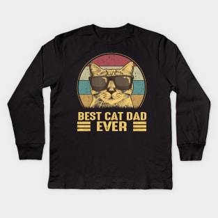 Vintage Best Cat Dad Ever Bump Fist Cool Shirt Kids Long Sleeve T-Shirt